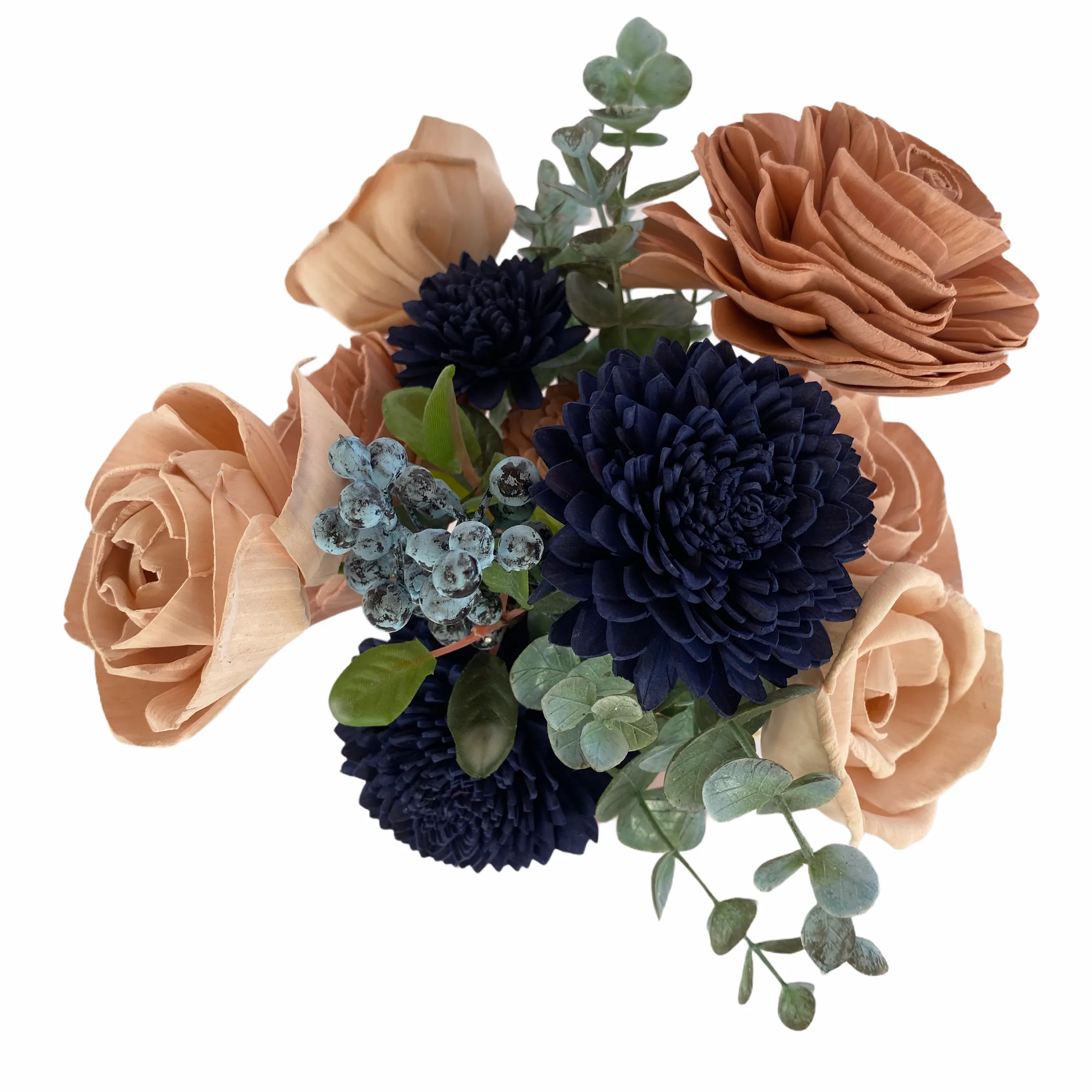 Rose Gold and Blueberries Sola Flower Bud Vase Arrangement