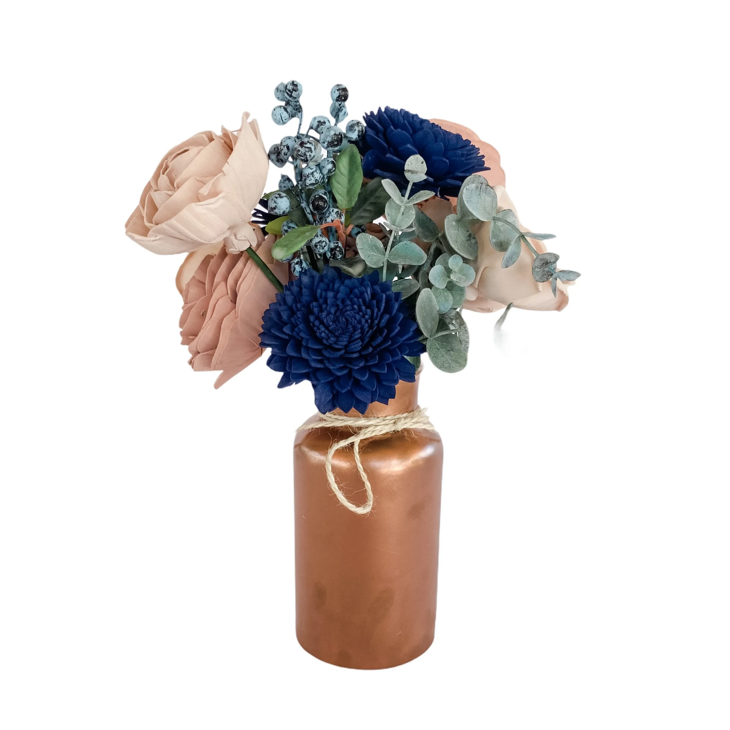 Rose Gold and Blueberries Sola Flower Bud Vase Arrangement