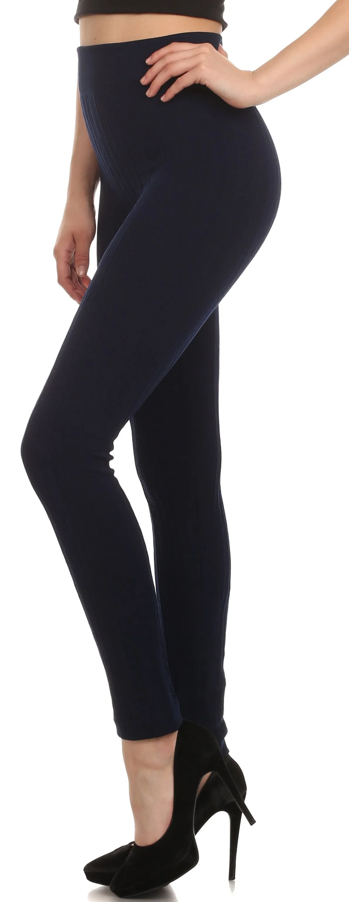 Sakkas Cable Knit Fleece Lined Leggings