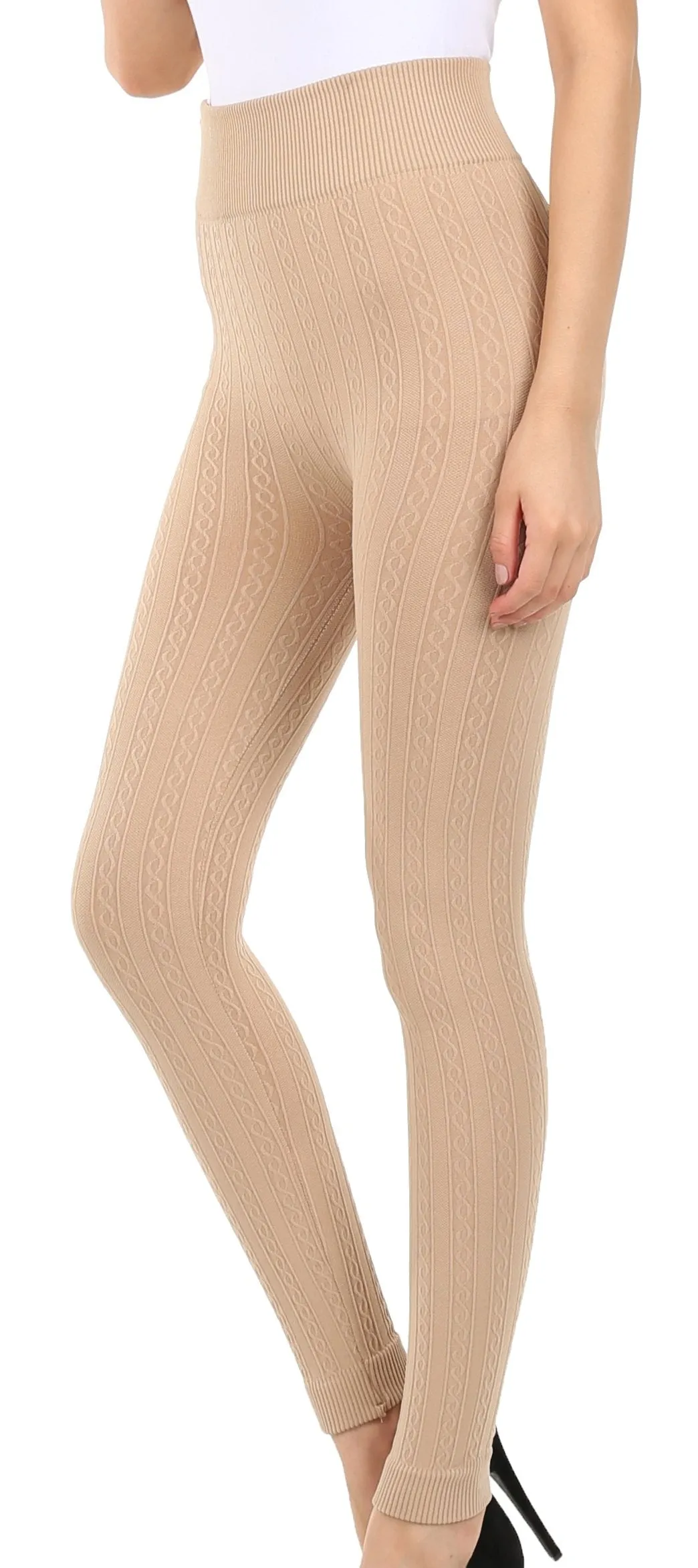 Sakkas Cable Knit Fleece Lined Leggings