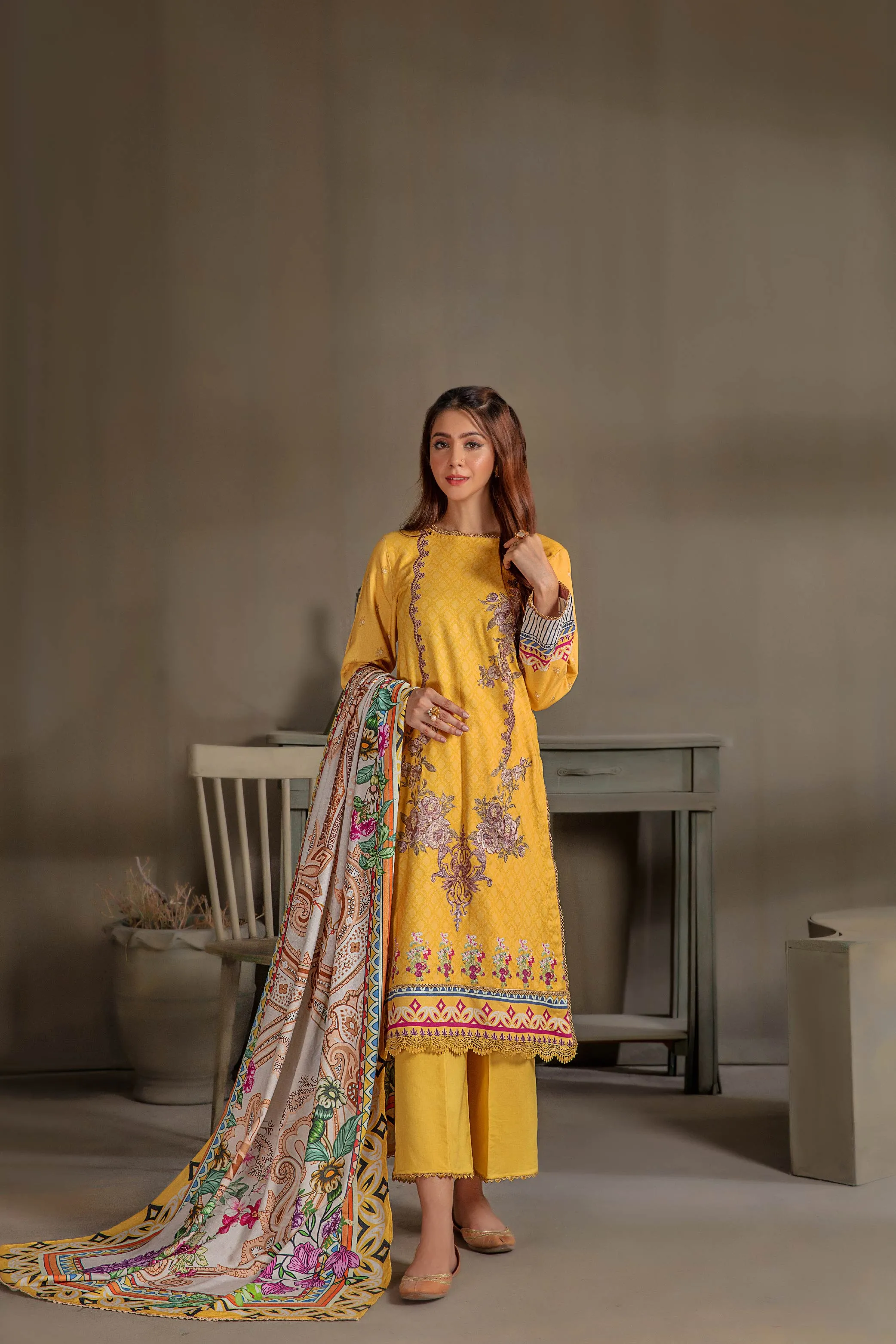 Sana & Samia by Lala Embroidered Woolen Print Collection – Symphony