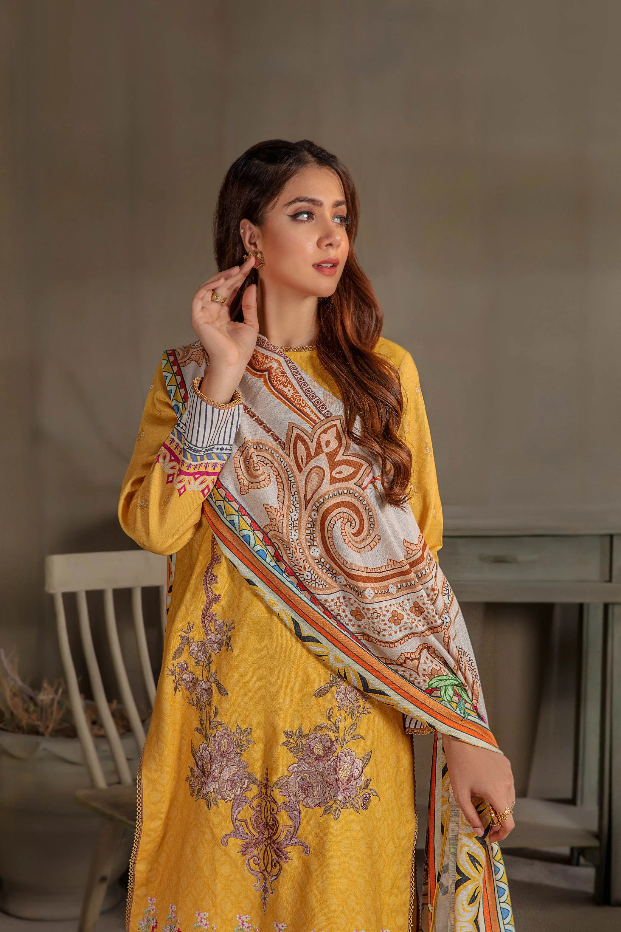 Sana & Samia by Lala Embroidered Woolen Print Collection – Symphony