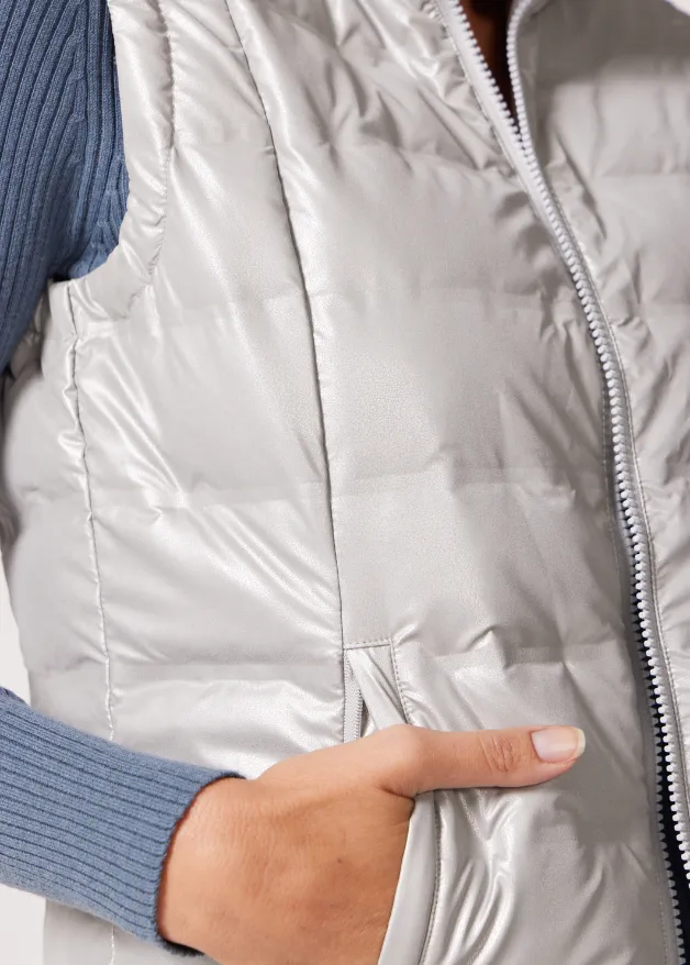 Silver Shimmer Duck Down Puffer Vest