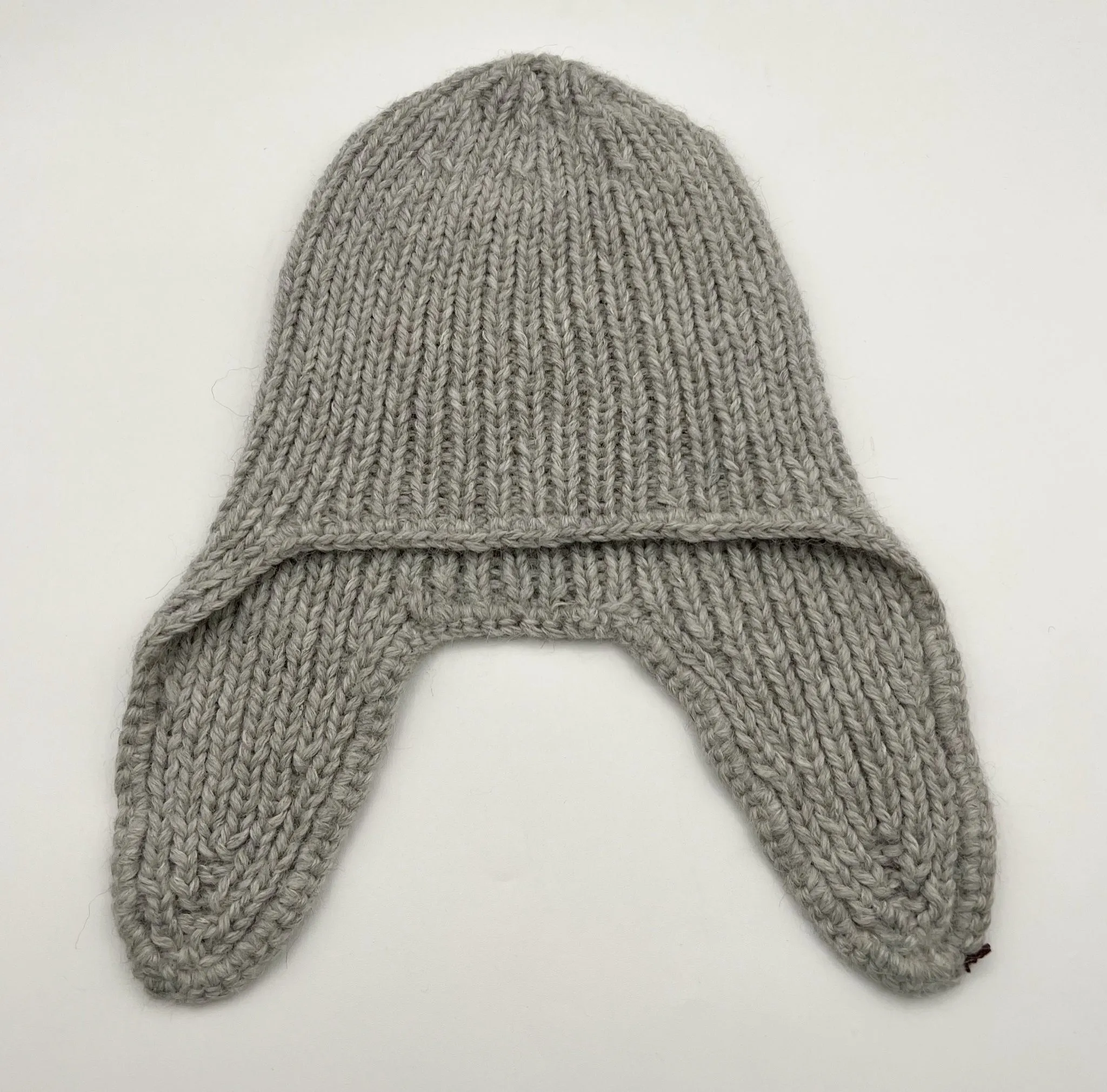 S/M Grey Alpaca Wool Earflap Hat