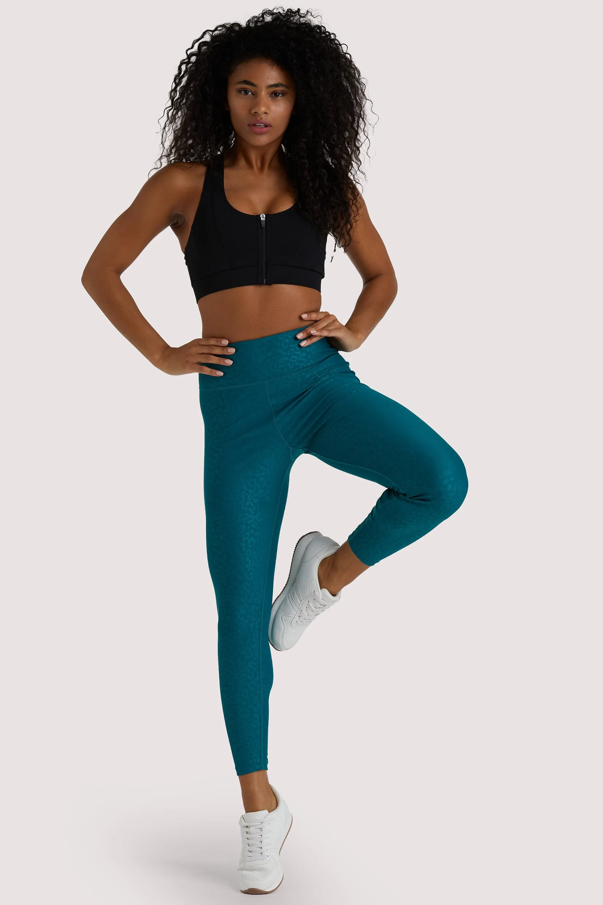 Teal Wet Look Croc Leggings