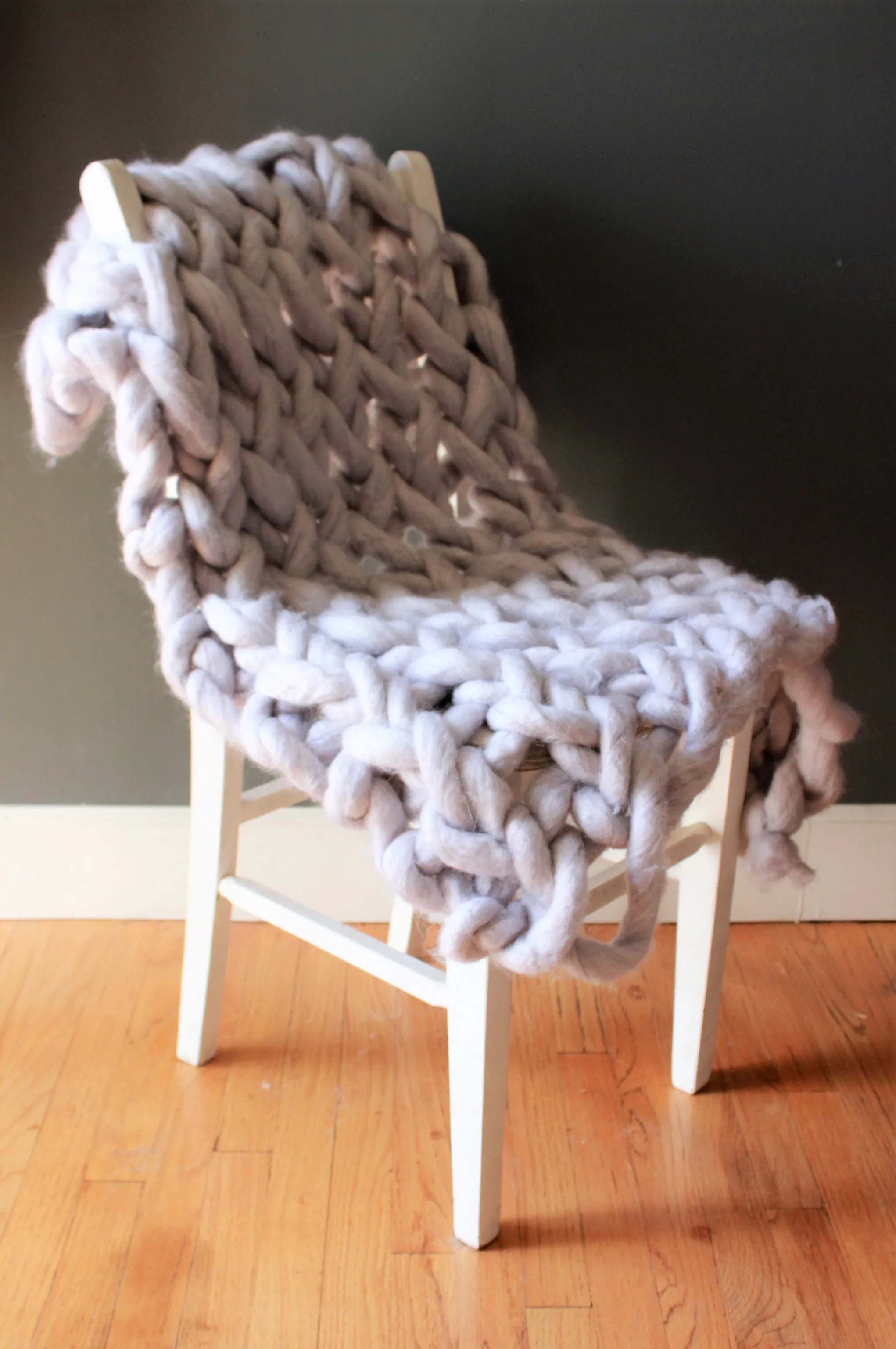 The Gray Pearl Super Chunky Knit Chair Cover