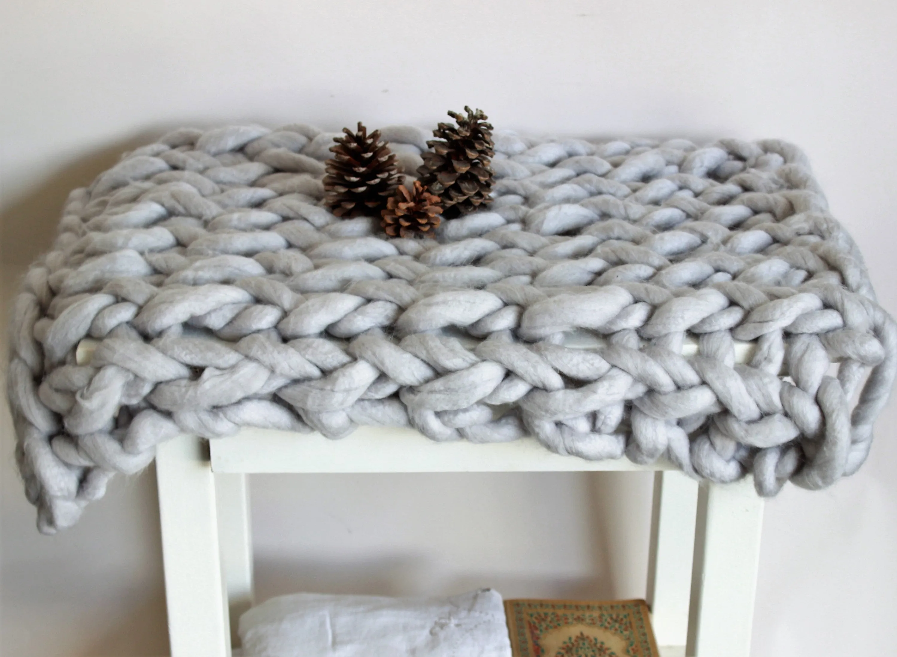 The Gray Pearl Super Chunky Knit Chair Cover