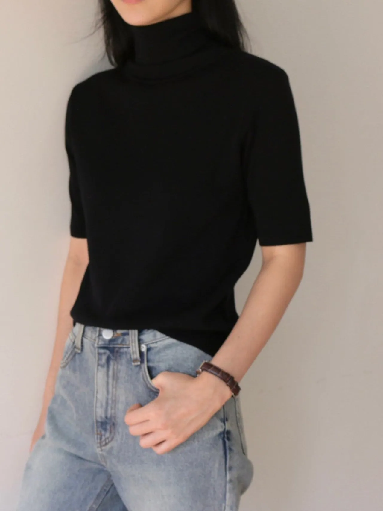 TURTLENECK HALF SLEEVE KNIT