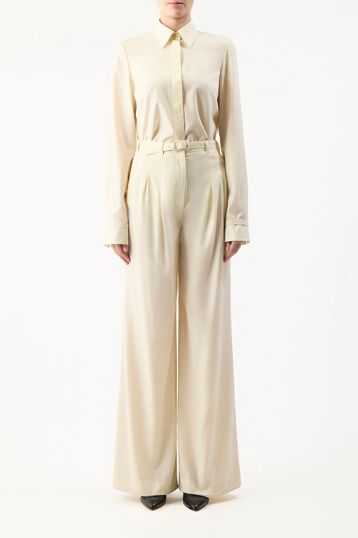 Vargas Pant in Ivory Lightweight Cashmere