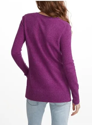 White   Warren - Pointelle Sleeve Crewneck Boysenberry Marl