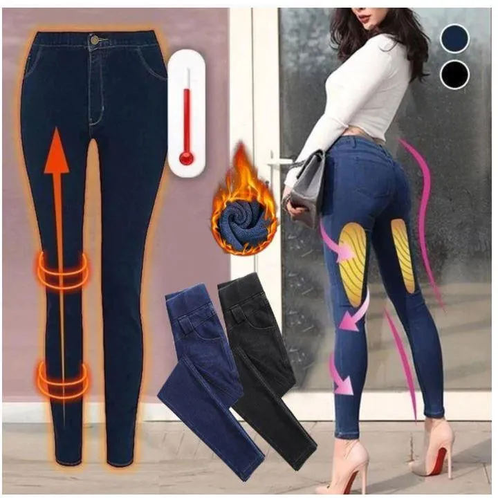 Woman Thermal Fleece High-Waist High Stretch Skinny Jeggings