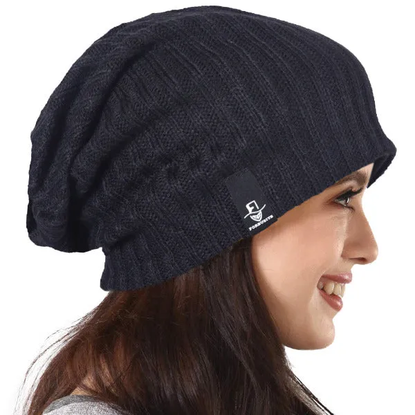 Women Knit Long Slouchy Beanie Hat B309