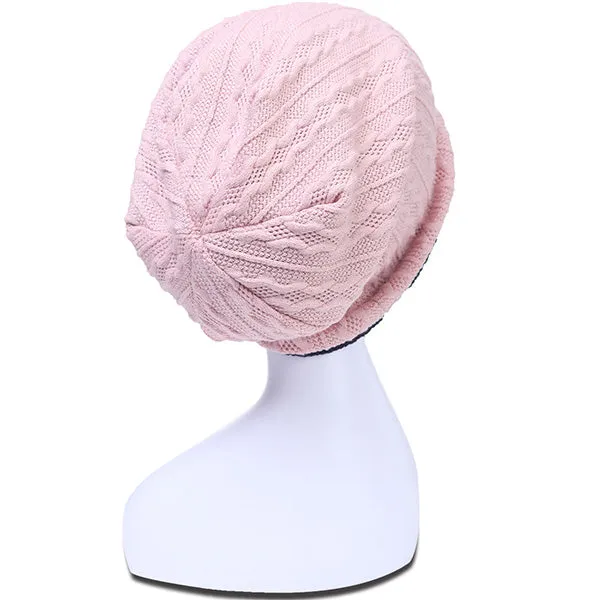 Women Slouchy Beanie Hats - Knit Cable Reversible Hat B0561