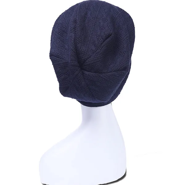 Women Slouchy Beanie Hats - Knit Cable Reversible Hat B0561