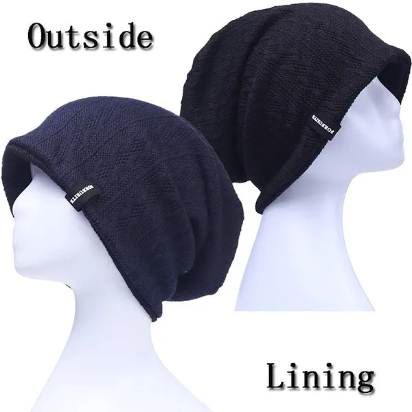 Women Slouchy Beanie Hats - Knit Cable Reversible Hat B0561