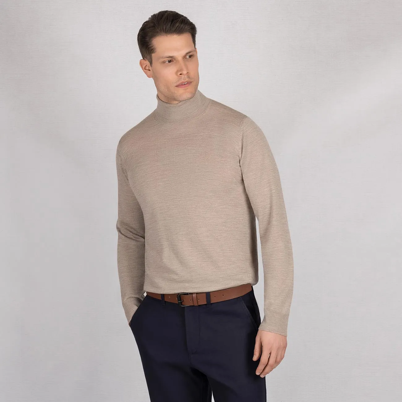 Wool Pullover Light Turtleneck Men